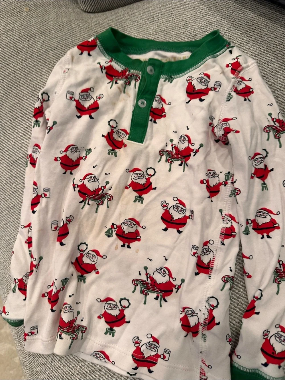 Kids Holiday Santa Print Cotton Pajamas - Red & Green